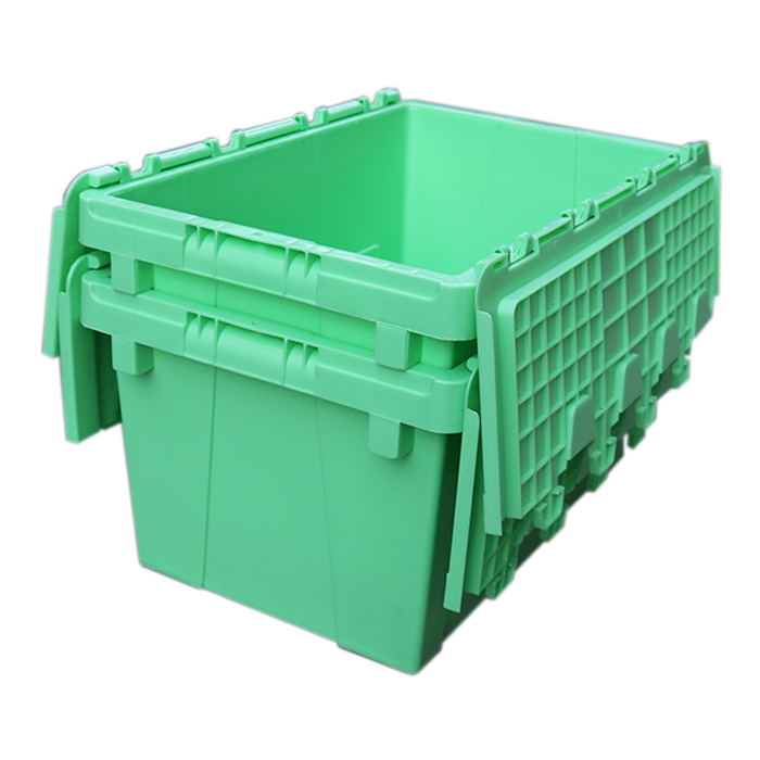 plastic shipping containers with attached lids Rolling crates
