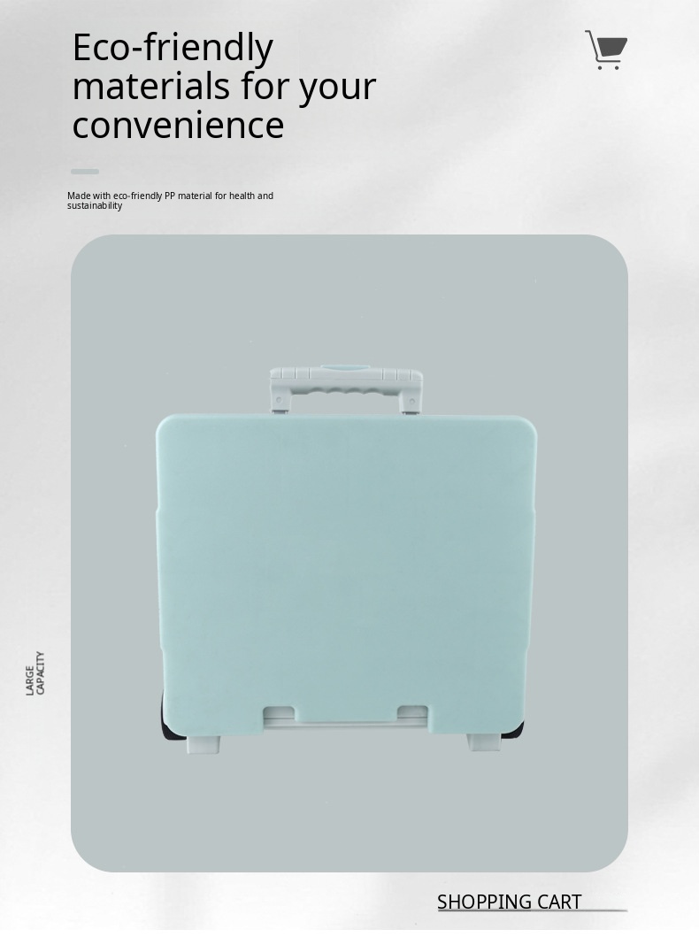 Folded collapsible utility crate showing space-saving design